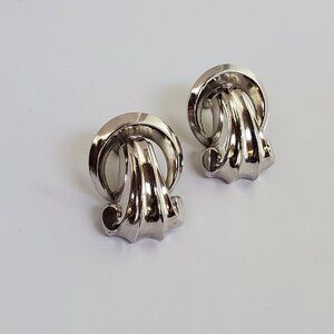 Unique Vintage Coro Silver Tone Door Knocker Screw Back Earrings